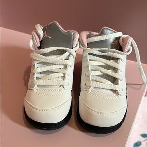Jordan Toddler White and Pink High-Top Sneakers